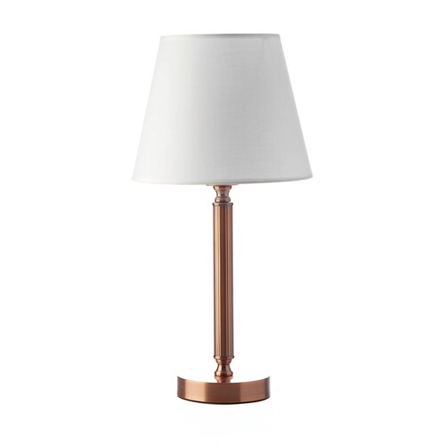 Lámpara De Mesa Metal Pantalla Tipo Tela Base Decolamp