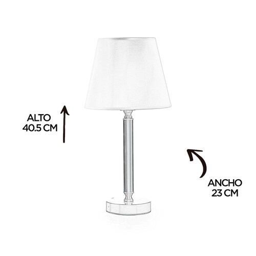Lámpara De Mesa Metal Pantalla Tipo Tela Base Decolamp