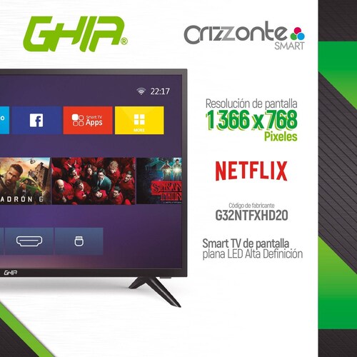 Pantalla Smart Tv Ghia 32 Pulgadas Led Android Tv Hd 60hz