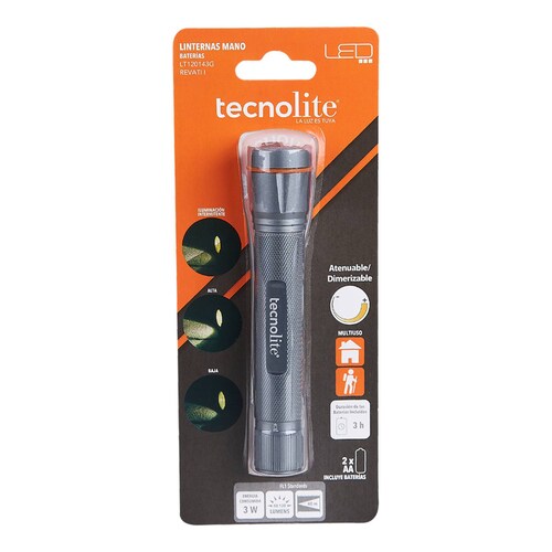 Linterna LED 3W Portátil Atenuable Con Baterías Tecnolite