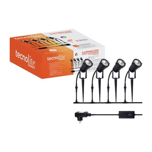 Serie De 4 Estacas LED Wi Fi 12W RGB Alexa Tecnolite Connect
