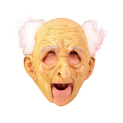 Máscara de Anciano con Bigote y Cejas Blancas