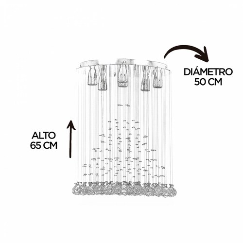 Candil Cono 6 Luces Cristal Cortado Williams Krystal