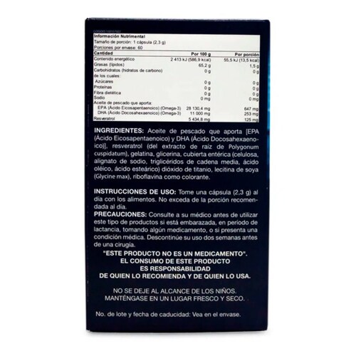 Aceite De Pescado Con Omega 3 Y Resveratrol Gnc 60 Cápsulas
