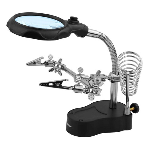 Lupa Tipo Lámpara De Escritorio 2 Sujetadores 2 Luz Led