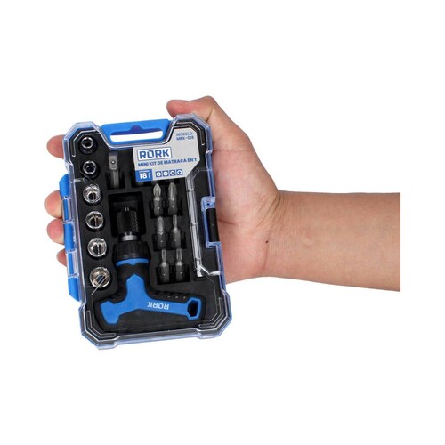 Mini Kit de Matraca en T Extensión Magnética 18 Piezas Rork