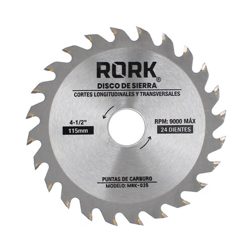 Disco De Sierra Con Puntas de Carburo  4 1 2  Madera Rork