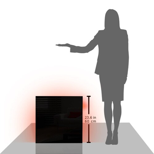 Calefactor de Panel infrarrojo en Cristal para Pared, Miami Wave Black Devil de 450W 60x60cm, Mod: 342CaSol-N