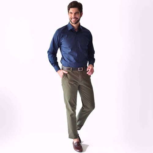 Camisa de vestir formal casual Azul Marino Hombre XL