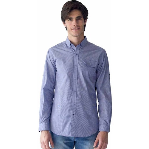 Camisa de vestir casual Azul Marino XL
