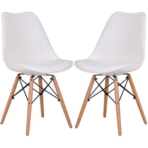 Silla Eames Kit 2 Sillas Comedor Cojin Sillon Vintage  Blanco