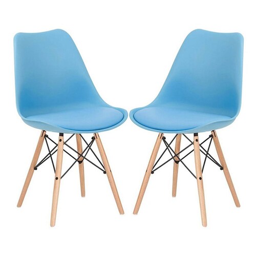 Sillas Eames Kit 2 Sillas Comedor Cojin  Sillon Vintage  Azul