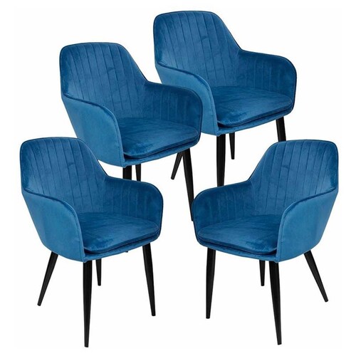 Sillon Eames Kit Sillones Tapizados  4 Sillas Vintage Cafeteria Comedor Azul