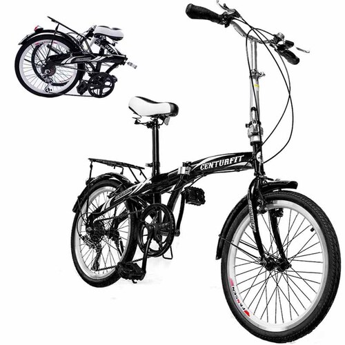 Bicicleta Plegable R20 Acero 7 Velocidades Freno Vbreak Portabultos Campana Negra