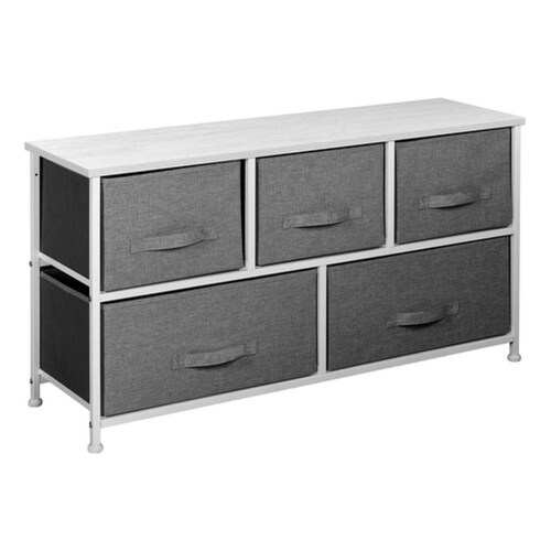 Mueble Buro Organizador Comoda Tela Metal 5 Cajoneras Gris Houzer