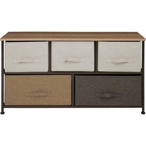 Mueble Organizador Comoda Metal 5 Cajoneras Tela Café Houzer
