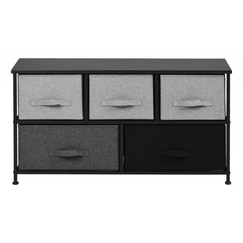 Mueble Buro Organizador Comoda Tela Metal 5 Cajoneras Negro
