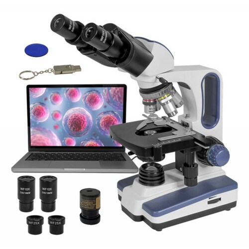 Microscopio Acromatico Binocular Camara 10x-100x Profesional