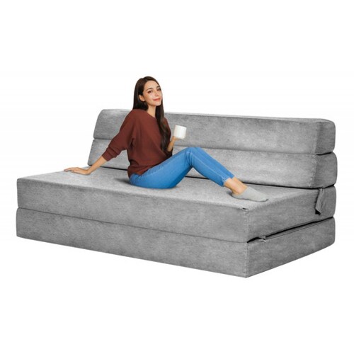 Sofa Cama Futon Plegable Modular Sala Mueble 3 En 1 Gris