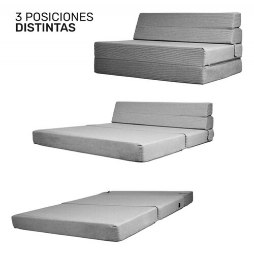 Sofa Cama Futon Plegable Modular Sala Mueble 3 En 1 Gris
