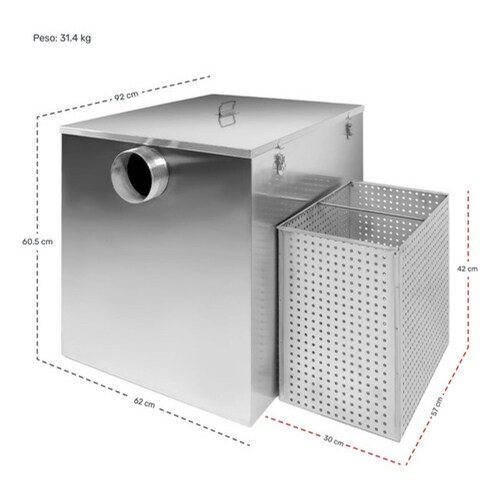 Trampa Grasa Industrial Restaurantes Acero Inoxidable 45kg