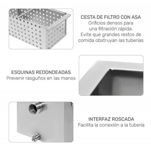 Trampa Grasa Industrial Restaurantes Acero Inoxidable 36kg