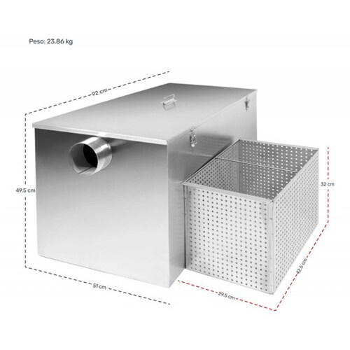 Trampa Grasa Industrial Restaurantes Acero Inoxidable 36kg