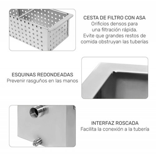 Trampa Grasa Industrial Restaurantes Acero Inoxidable 27kg