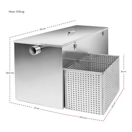 Trampa Grasa Industrial Restaurantes Acero Inoxidable 27kg