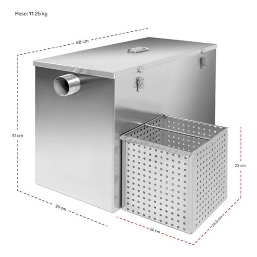 Trampa Grasa Industrial Restaurantes Acero Inoxidable 18kg