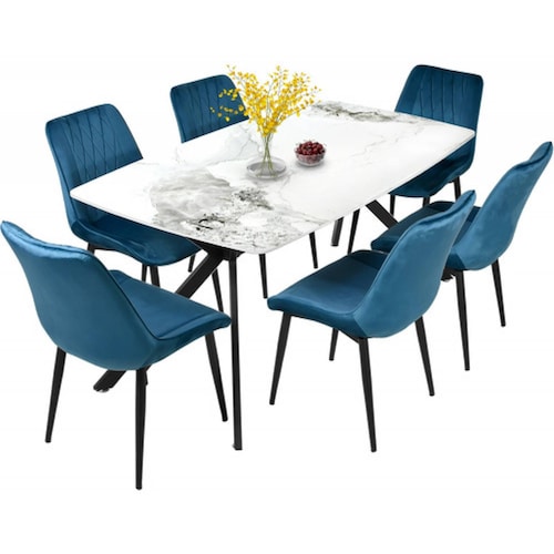 Mesa Comedor 6 Pers Marmol Granito Lujo Premium 162x90x74