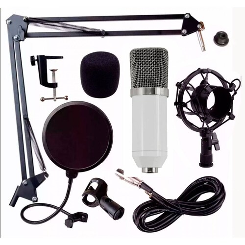 Microfono Condensador  Kit Youtuber Blanco