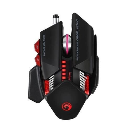 Mouse MARVO G980 rojo y negro, Sensor optico PAN 3325, 6000 dpi, 7D 6 botones programables