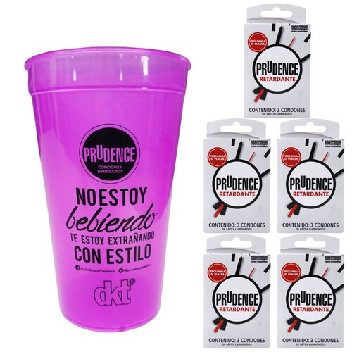 Condon 15 Condones Prudence Retardante 3 + Vaso