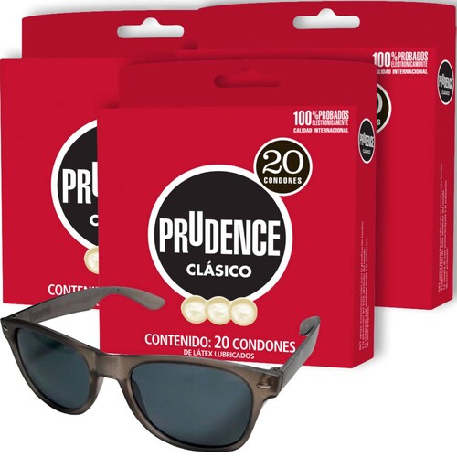 Condon 60 Condones Prudence Clásico + Lentes