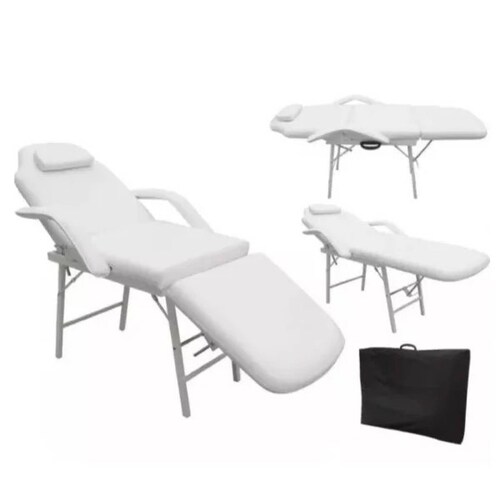 Silla Facial Reclinable Cama Tatuaje Fisioterapia Sillon Spa Blanca