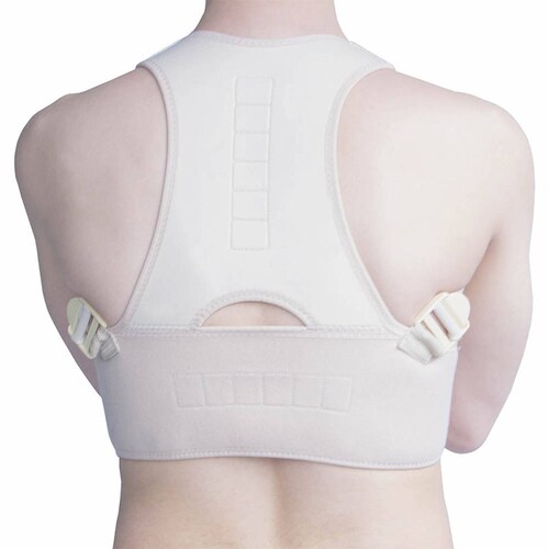 Chaleco Corrector Postura Faja Lumbar Unisex Ajustable Beige