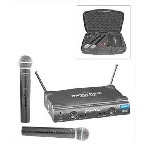 Kit 2 Microfonos Inalambricos UHF Portafolio Mitzu 12-3082