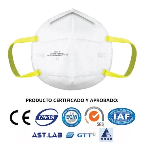 Cubrebocas Kn95 Paquete 20 Piezas Desechable Uso Personal Certificado para Protección Respiratoria