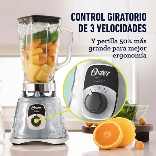 Licuadora 3 Velocidades Vaso Vidrio Clásica Cromo Oster Blst4655.