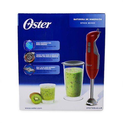 Batidora de Inmersión con Vaso Roja Oster FPSTHB2610R.