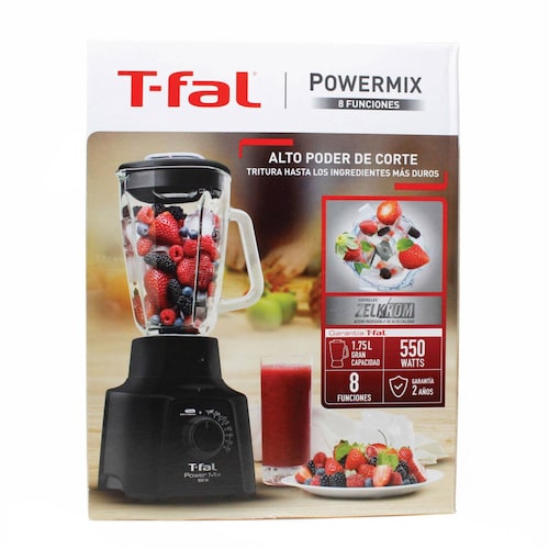 Licuadora 8 Velocidades Vaso de Vidrio Power Mix Negra T FAL LN2898MX.
