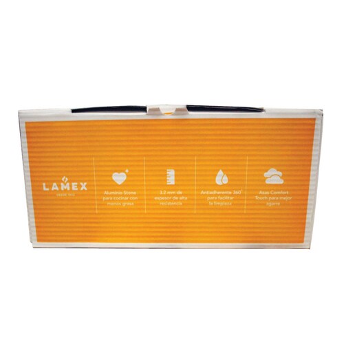 Olla 34 cm Tapa de Vidrio y Asas Tipo Madera Antiadherente Stone 360 Lamex 6729-0