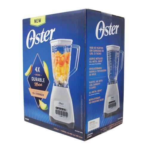 Licuadora 2 Velocidades + 2 Pulso Vaso de Plastico Blanca Oster Blstkapwpb
