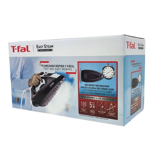 Plancha De Vapor Cerámica Easy Steam Morada T Fal Fv1951x0