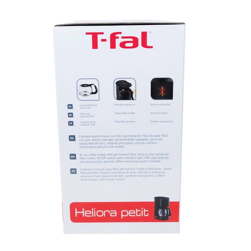 Cafetera De Goteo 4 Tazas Heliora Petit Negra T-fal Cm3218mx