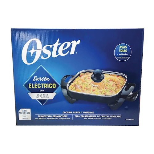 Sartén Electrico con Antiadherente y Tapa Vidrio Oster Ckstsk1712b.
