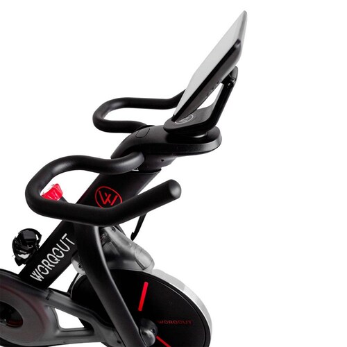 Bicicleta Fija Spinning y Fuerza Worqout Wcycle S Pro con Pantalla Táctil negra con rojo 