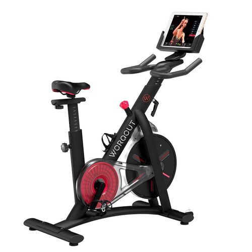 Bicicleta Fija Spinning y Fuerza Worqout Wcycle S con soporte para tablet negra con rojo 