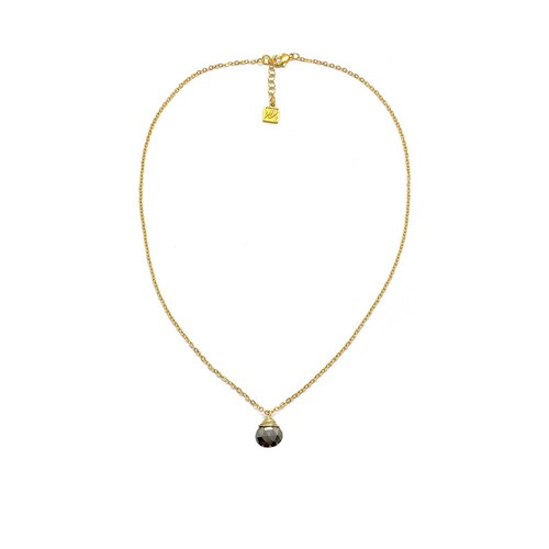 Collar Pirita Gota en Cadena Chapa de Oro